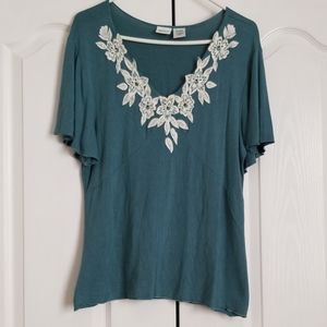 5/$25 Spiegel Together  Womens Applique Top Medium